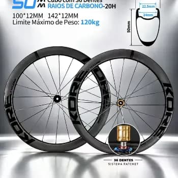 Rodas Carbono 50mm, Kore Cyclone Hg, Black, Revenda Oficial Preto