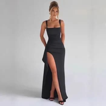 Vestido feminino, vestido de festa, vestido de alças, vestido longo, vestido de manga curta, vestido longo, vestido de a