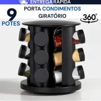 Porta Temperos Giratório 9 Potes Vidro Dosadora