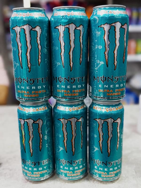 Pack Monster Energy Mango Loco Ultra Fiesta Bebida Energética Zero Açúcar, Lata 473 ml – 6 Unidades