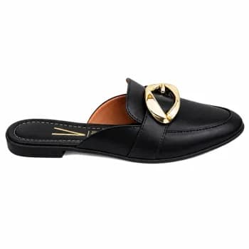 Mule Feminino Vizzano Preto com Fivela Dourada
