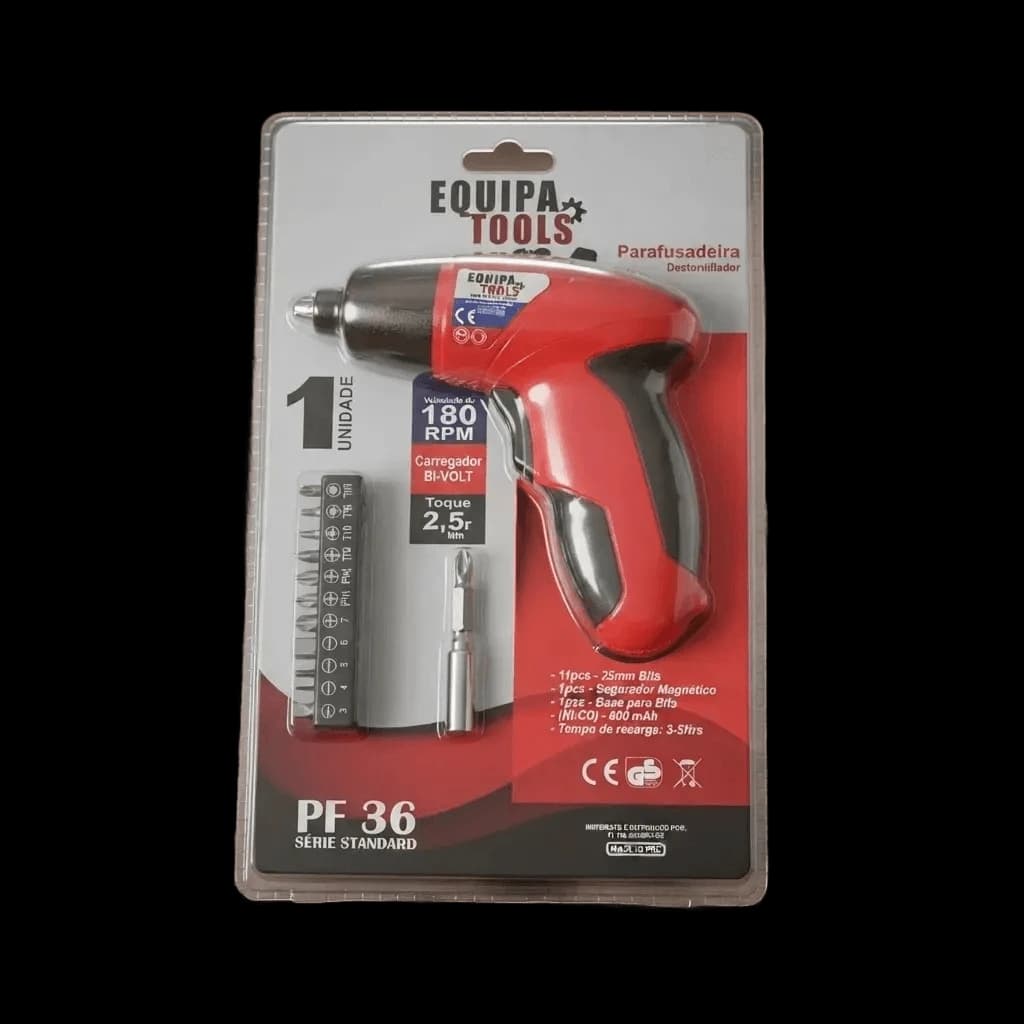 Parafusadeira Recarregável 3,6 V C/ 11 Bits Equipa tools Cor Vermelho/preto