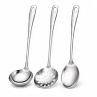 Kit Utensílios Cozinha Inox 3 Peças Concha Colher