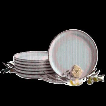 Kit 6 Pratos Rasos Porcelana Bege Rústico 27cm Premium