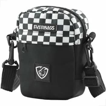 Bolsa Pochet Necessaire Shoulder Bag Everbags Preto Xadrez Preto