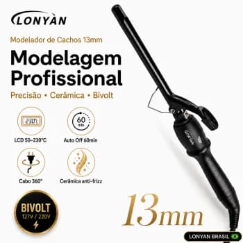 Ferro de Cacho Profissional 13mm Babyliss Modelador de Cachos LONYAN Bivolt 127V/220V