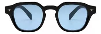 Óculos De Sol Redondo Masculino Feminino Fortuna Old Money Preto E Azul