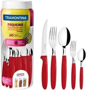Tramontina Faqueiro Inox 30pc Ipanema Vermelho