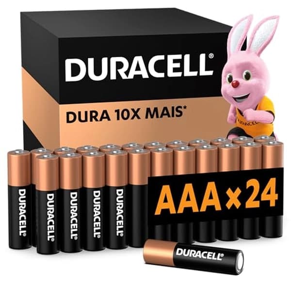 Duracell Pilhas Alcalinas AAA Palito Pack 24 Unidades – Dura Mais - Ideal para Controle de Videogame e Brinquedos