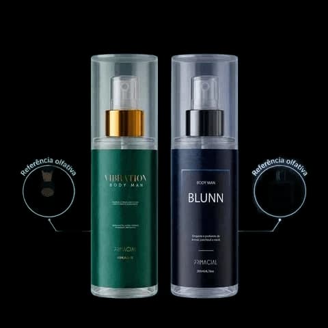 Body Splash Masculino Vibration 200ml - Primacial Perfume Bergamota Fresco