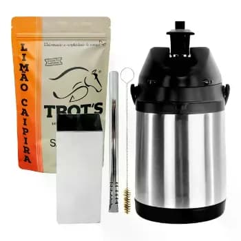 Kit Tereré Copo Bomba Garrafa Térmica Inox - Escolha Modelo