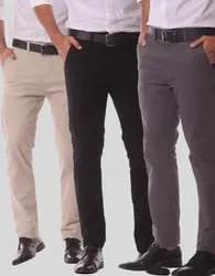 Kit 3 Calça Masculina Sarja Slim Alfaitaria Esporte Fino Preto-bege-chumbo 42