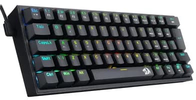 Teclado Mecânico Gamer Redragon Fizz RGB Preto Switch Azul Hotswap ABNT2 K617-RGB-B