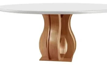 Mesa Redonda 6 Lugares Tampo Vidro/mdf Para Sala De Wt