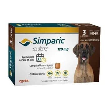 Antipulgas Simparic 120mg para Cachorros de 40,1kg a 60,0kg com 3 comprimidos