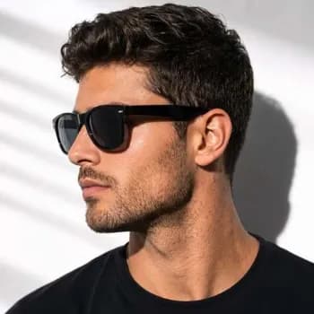 Óculos De Sol Tendência Unissex Uv400 Acetato Lux Glasses Armação Preta Lente Preta