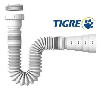 Sifão Sanfonado Ajustável Flexível Multiuso Universal Branco Tigre Ideal Torneiras Pias Lavatórios