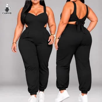 Macacão Jogger Feminino Plus Size Macacão Longo Feminino Elegante Macacão Longo Feminino Macacão Feminino longo luxo