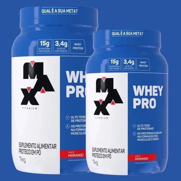 Whey Pro Pote 1kg Sabor Morango Max Titanium