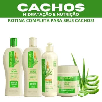 Cachos Bioextratus–Shampoo| Condicionador |Finalizador 500ml|Máscara 250g/1kg|Babosa e Macadâmia