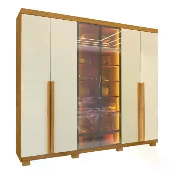 Guarda-roupa Casal 6 Portas Com Pés Com Led Imperatriz