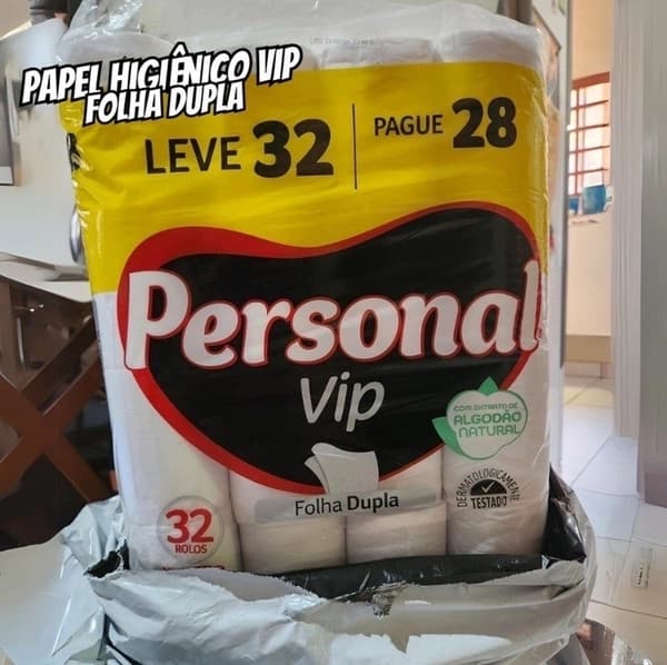 Personal Papel Higiênico Vip Folha Dupla Leve 32 Pague 28 Rolos 30m