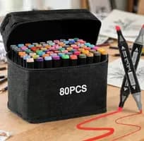 Kit 80 Canetas Marcador Ponta Dupla Coloridas