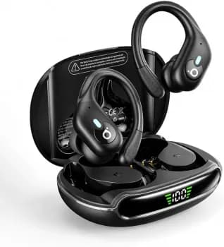 Basike Fone de Ouvido Bluetooth 6.0 Esportivo para Corrida, ANC, In-Ear | ENC/IPX5/TWS Som Estéreo Hi-Fi, Modo de Transparência, Display LED