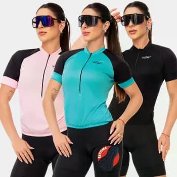 Conjunto Ciclismo Feminino Camisa E Bermuda Espuma Way Fresh