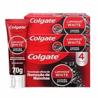 Colgate, Creme Dental, Luminous White, Carvão Ativado, x4 Unidades, 70g(cada)