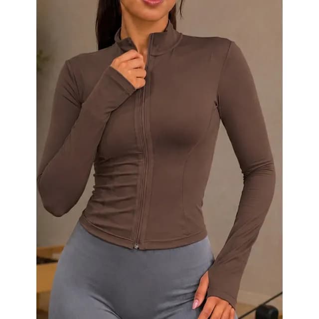 Jaqueta Yoga Fitness Feminina Zíper Manguito Academia