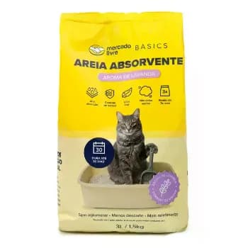 Areia Sanitária Gatos Lavanda 1,5Kg Mercado Livre Basics