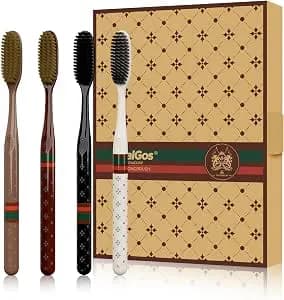 OralGos Escova de Dentes Cabeça Longa Kit com 4 Unidades, Adultos