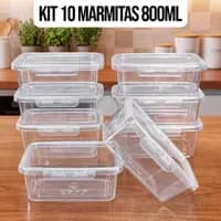 Kit 10 Marmitas Potes 800ml Herméticos KAZIVA