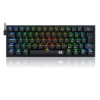 Teclado Mecânico Gamer Redragon Fizz 60% Switch Azul Rainbow Preto
