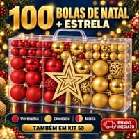 Kit 100 Bolas Natal Fosca Glitter Vermelha