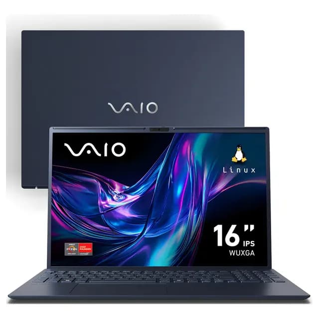 Notebook VAIO FE16 AMD Ryzen 5-5625U Linux 8GB RAM 256GB SSD Wi-Fi 6 Tela 16