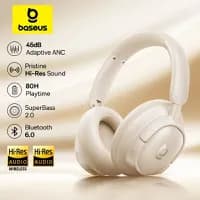 Fones Ouvido BASEUS Bass BH1 NC Lite White Bluetooth 6.0 c/ Cancelamento Ruído, Áudio Espacial, 80H de Duração