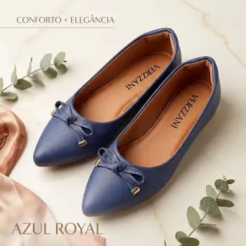 Sapatilha Feminina Azul Royal Bico Fino Laço Confortável Elegante Casual Moda Feminina Conforto ARLÇ