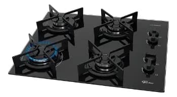 Cooktop Fit Line Fischer 4 Bocas Chama Rapida Trempe Iron Vidro Preto 36310-102671