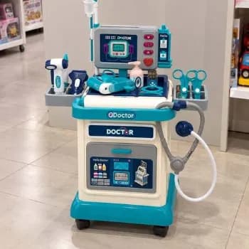 Carrinho De Médico Infantil Bancada Doctor Center Maxi Toys Azul E Branco