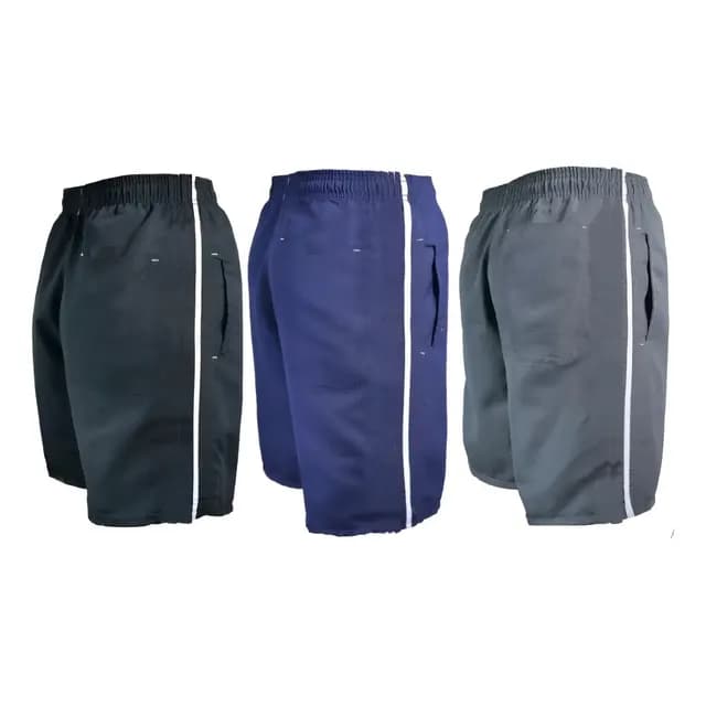 Kit 3 Bermuda Masculina Tactel 3 Bolsos Academia Corrida