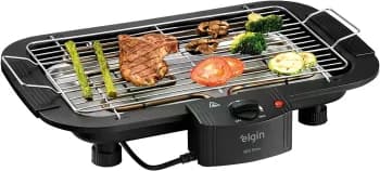 Churrasqueira Elétrica BBQ Show 1800W 110V Elgin com controle de temperatura, bandeja anti-fumaça e grelha removível