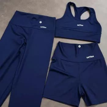 Kit Conjunto Feminino Fitness Top Nadador + Legging + Short