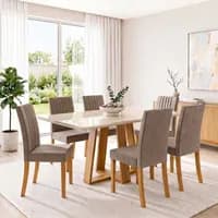 Conjunto Sala Jantar Mesa Vidro 160cm 6 Cadeiras