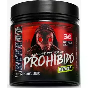 Pré Treino Prohibido 180g Sabor Green Apple - Fórmula Avançada Contendo Creatina, Beta Alanina, Taurina, L-tirosina, L-alanina, Cafeína