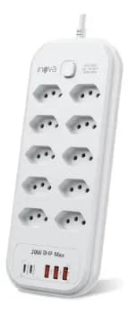 Filtro De Linha Régua Extensão 10 Tomadas Com 3 Usb E 2 Pd