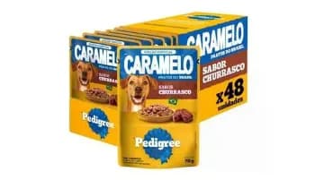 Pack Ração Úmida Pedigree Caramelo Sachê Churrasco Adulto - 48 Unidades