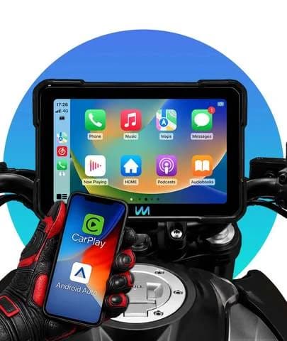 Multimídia Moto Tela Touch 5 Polegadas Carplay Android Auto Gps Bluetooth Ip68 Tela Ips Intercomunicador Sem Fio Espelhamento Waze Google Maps Resistente Á Prova D'água Anti-furto Wmix Eletrônicos