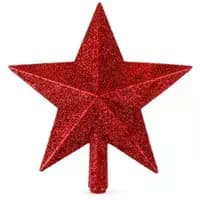Ponteira Natal Estrela Vermelha Glitter 15 cm